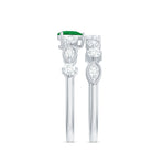 Natural Emerald Heart Shaped Engagement Ring and Diamond Wedding Band AAA - Rosec Jewels