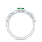 Natural Emerald Heart Shaped Engagement Ring and Diamond Wedding Band AAA - Rosec Jewels