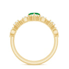 Natural Emerald Heart Shaped Engagement Ring and Diamond Wedding Band AAA - Rosec Jewels