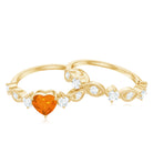Rosec Jewels-Vintage Inspired Fire Opal and Diamond Wedding Ring Set