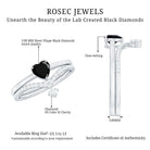Heart Shape Created Black Diamond Solitaire Ring Set with Diamond AAAA ( Synthetic ) - Rosec Jewels