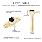 Heart Shape Created Black Diamond Solitaire Ring Set with Diamond AAAA ( Synthetic ) - Rosec Jewels