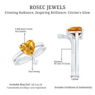 Natural Citrine Heart Engagement Ring with Diamond Enhancer AAA - Rosec Jewels