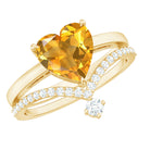 Natural Citrine Heart Engagement Ring with Diamond Enhancer AAA - Rosec Jewels
