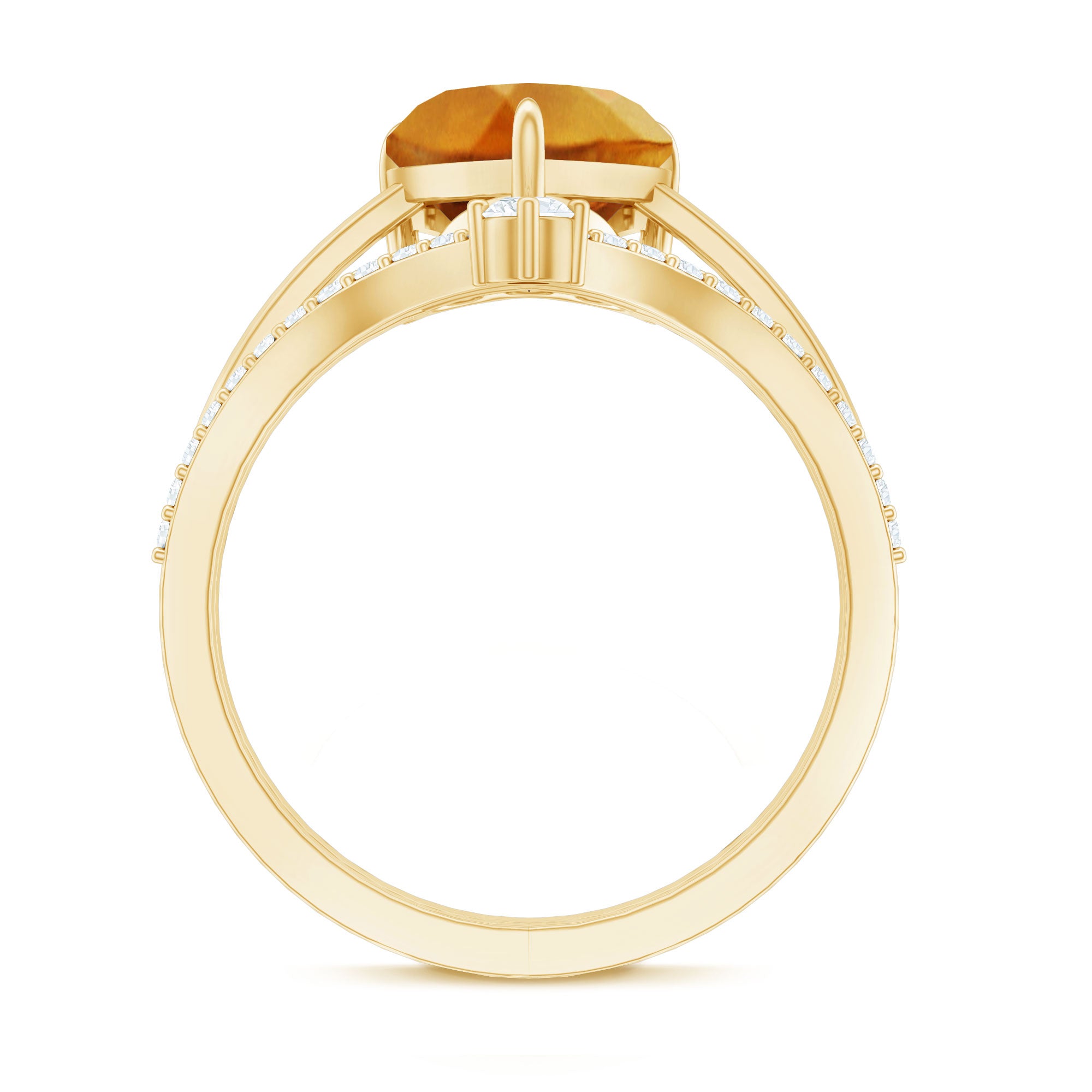 Natural Citrine Heart Engagement Ring with Diamond Enhancer AAA - Rosec Jewels