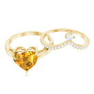 Natural Citrine Heart Engagement Ring with Diamond Enhancer AAA - Rosec Jewels