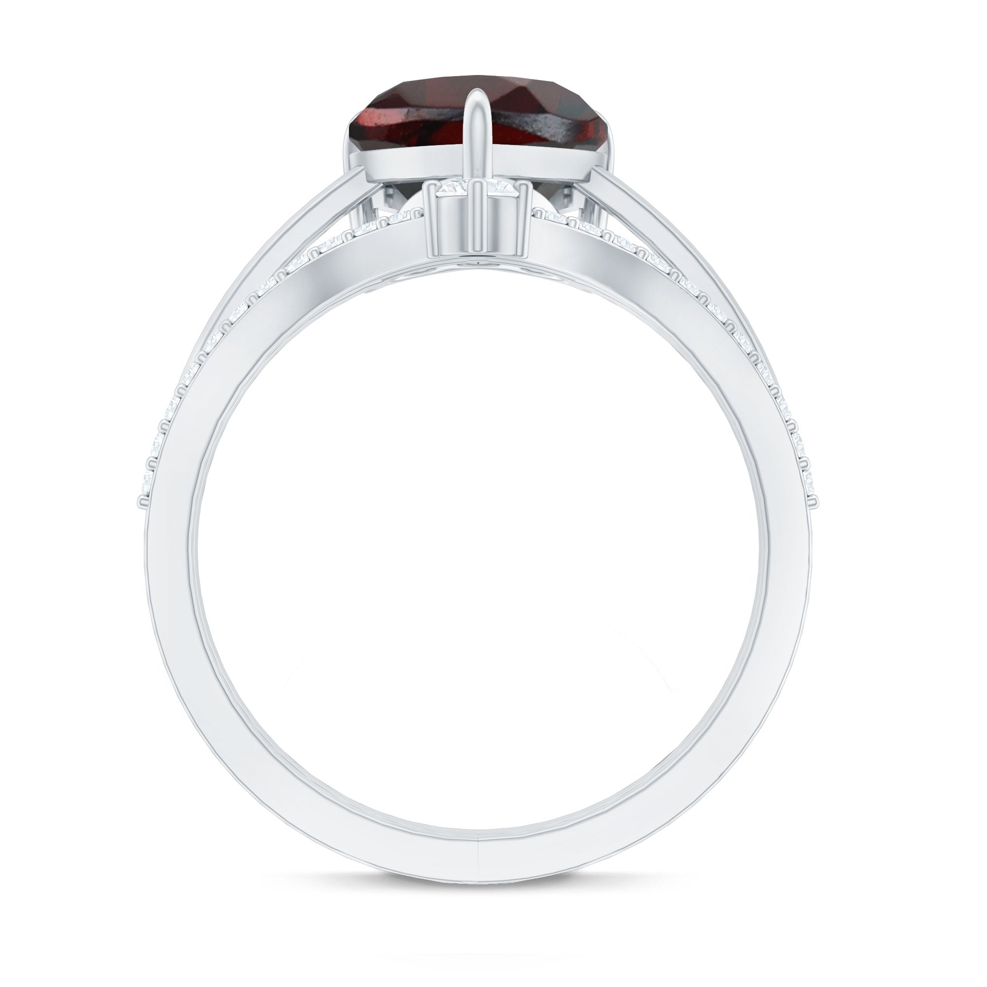Natural Garnet Heart Shaped Engagement Ring with Diamond Enhancer AAA - Rosec Jewels