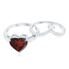 Natural Garnet Heart Shaped Engagement Ring with Diamond Enhancer AAA - Rosec Jewels