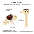 Natural Garnet Heart Shaped Engagement Ring with Diamond Enhancer AAA - Rosec Jewels