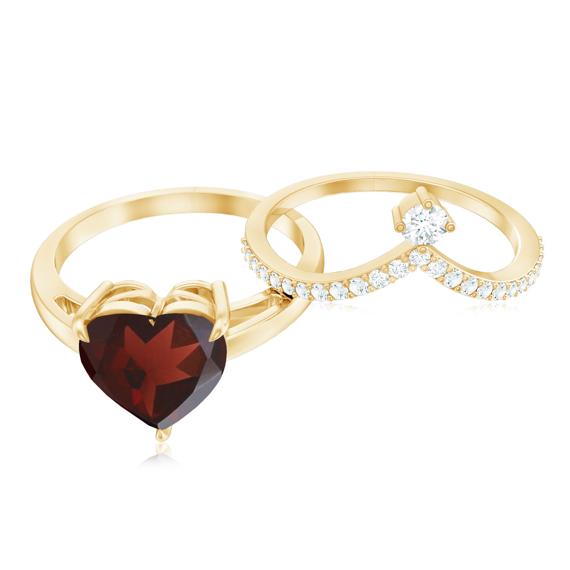 Natural Garnet Heart Shaped Engagement Ring with Diamond Enhancer AAA - Rosec Jewels