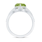 Natural 2 Carat Peridot Heart Engagement Ring with Diamond Enhancer AAA - Rosec Jewels