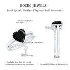 Genuine 2 Carat Black Spinel Heart Engagement Ring with Diamond Enhancer AAA - Rosec Jewels