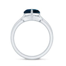 8mm London Blue Topaz Heart Ring Set with Diamond AAA - Rosec Jewels