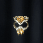 2 Carat Heart Shape Citrine and Diamond Bridal Ring Set AAA - Rosec Jewels