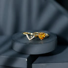 2 Carat Heart Shape Citrine and Diamond Bridal Ring Set AAA - Rosec Jewels