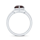 Real 8mm Garnet Diamond Heart Shaped Wedding Engagement Ring Set of 2 AAA - Rosec Jewels