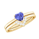 Rosec Jewels-Natural Heart Shape Tanzanite Diamond Wedding Engagement Ring Set