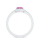 Pink Tourmaline Heart Ring Set with Diamond AAA - Rosec Jewels
