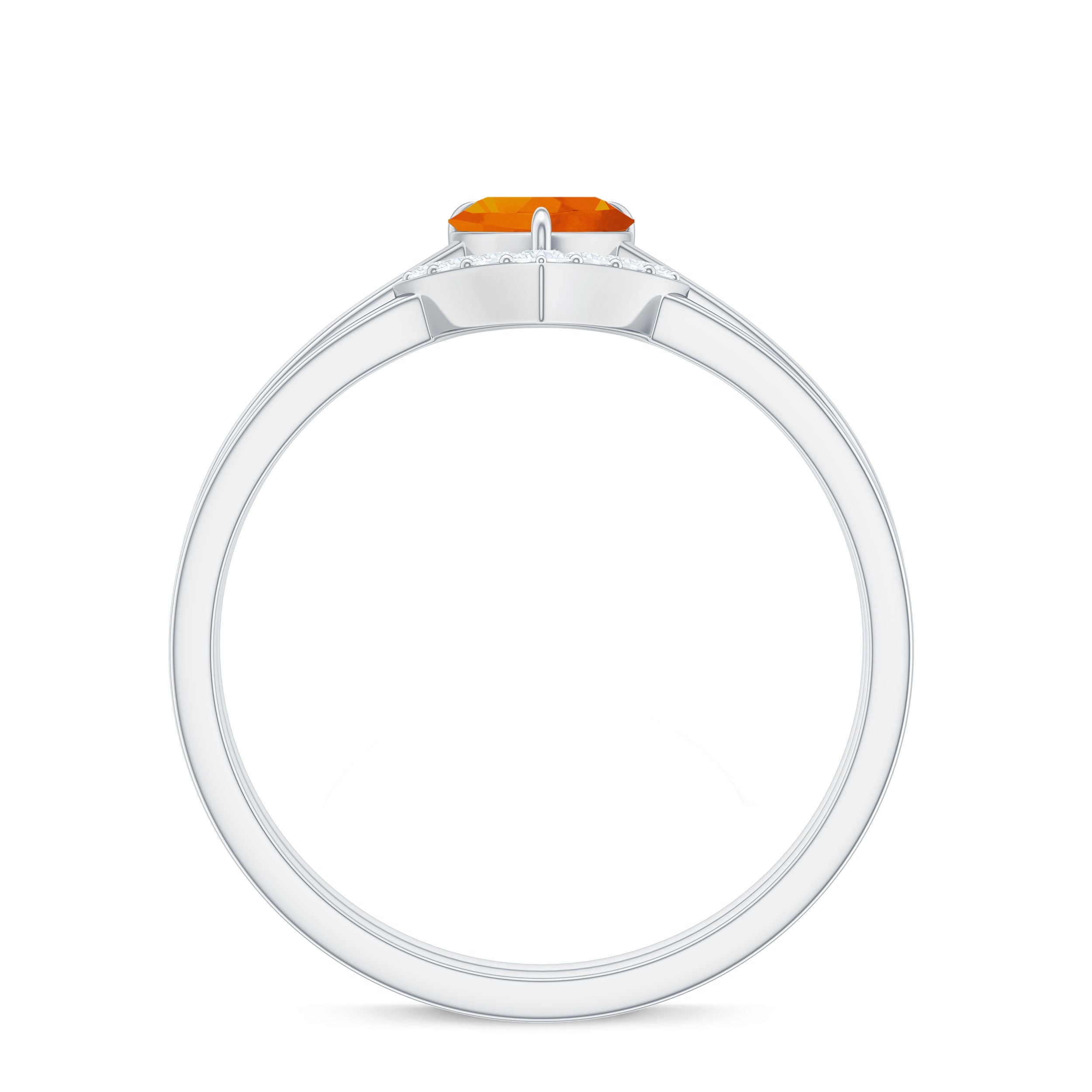 Rosec Jewels-Natural Fire Opal Heart Solitaire Ring Set with Diamond Band