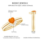Rosec Jewels-Natural Fire Opal Heart Solitaire Ring Set with Diamond Band