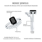 Emerald Cut Created Black Diamond and Diamond Engagement Ring Set AAAA ( Synthetic ) - Rosec Jewels