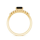 Emerald Cut Created Black Diamond and Diamond Engagement Ring Set AAAA ( Synthetic ) - Rosec Jewels