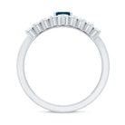 London Blue Topaz Engagement Ring with Diamond Wedding Band AAA - Rosec Jewels