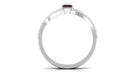 Rosec Jewels-Real Garnet Diamond Emerald Cut Wedding Bridal Ring Set of 2