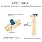 4X6mm Emerald Cut London Blue Topaz Curved Wedding Ring Set with Certificate AAA - Rosec Jewels