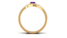 Natural 1.4 Carat Emerald Cut Amethyst Diamond 3 Piece Bridal Ring Set AAA - Rosec Jewels