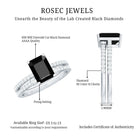 Emerald Cut Created Black Diamond Engagement Ring Set with Diamond AAAA ( Synthetic ) - Rosec Jewels