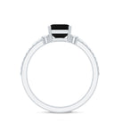 Emerald Cut Created Black Diamond Engagement Ring Set with Diamond AAAA ( Synthetic ) - Rosec Jewels