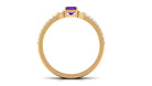 Certified Real 1.4 Carat Emerald Cut Amethyst Wedding Bridal Ring Set with Diamond AAA - Rosec Jewels
