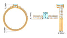 Natural 0.6 Carat Aquamarine and Diamond Emerald Cut Bridal Ring Set AAA - Rosec Jewels