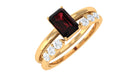 Certified Natural Garnet Diamond Emerald Cut Wedding Bridal Ring Set AAA - Rosec Jewels