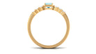 Solitaire 4X6MM Aquamarine and Diamond Emerald Cut Stackable Ring Set AAA - Rosec Jewels
