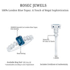 4X6mm Emerald Cut London Blue Topaz Engagement Ring with Beaded Details AAA - Rosec Jewels