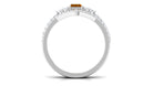 Real Citrine Emerald Cut Engagement Ring with Wedding Band AAA - Rosec Jewels
