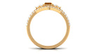 Real Citrine Emerald Cut Engagement Ring with Wedding Band AAA - Rosec Jewels