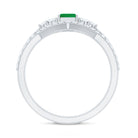 Genuine Emerald Cut Emerald Diamond Bridal Ring Set of 2 AAA - Rosec Jewels
