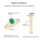 Genuine Emerald Cut Emerald Diamond Bridal Ring Set of 2 AAA - Rosec Jewels