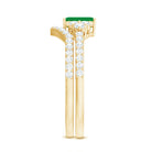 Genuine Emerald Cut Emerald Diamond Bridal Ring Set of 2 AAA - Rosec Jewels