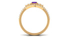 Genuine 1.4 Carat Emerald Cut Amethyst Wedding Ring Set with Diamond AAA - Rosec Jewels
