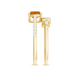 Certified Citrine and Diamond Wedding Bridal Ring Set of 2 AAA - Rosec Jewels