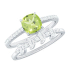 Certified Real 2 Carat Cushion Cut Peridot Engagement Ring with Diamond Enhancer AAA - Rosec Jewels