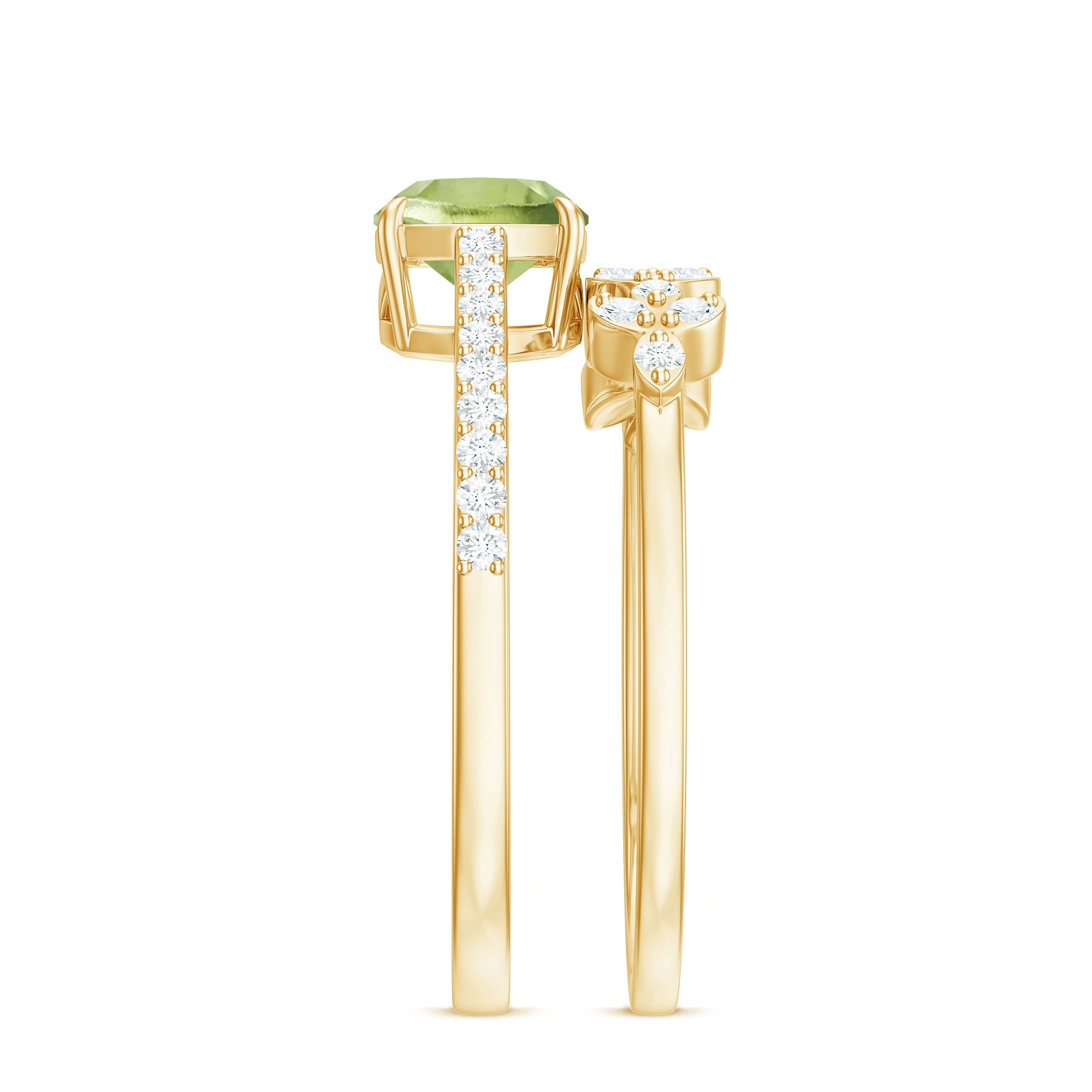 Certified Real 2 Carat Cushion Cut Peridot Engagement Ring with Diamond Enhancer AAA - Rosec Jewels