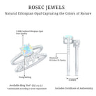 6 mm Cushion Cut Ethiopian Opal Solitaire Ring Set with Diamond Stackable Band AAA - Rosec Jewels