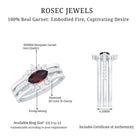 Rosec Jewels-Natural Garnet Marquise Engagement Wedding Ring Set of 3 with Diamond