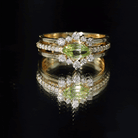 East West Style Peridot 3 Piece Bridal Ring Set with Diamond AAA - Rosec Jewels