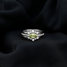 East West Style Peridot 3 Piece Bridal Ring Set with Diamond AAA - Rosec Jewels